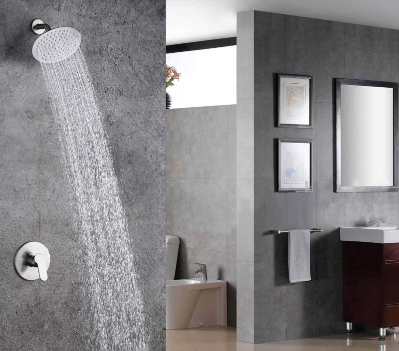 sumerain Shower Faucet Brushed Nickel,Single Handle Solid Brass Rough-in Valve with Shower Arm and Showerhead - Image 3